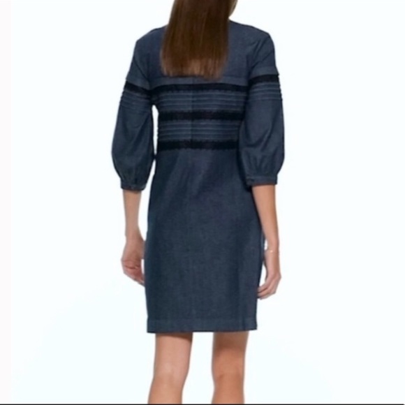 NWT Banana Republic Premium denim and black lace shift dress. Size 6. - Picture 3 of 8
